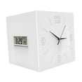 thumbnail image 3 of Reloj de pared de esquina con termómetro, reloj decorativo cuadrado con mes, fecha y Blanco puro, 3 of 9