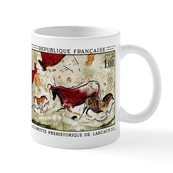 CafePress - 1968 France Lascaux Cave Paintings Postage Stamp M - 11 oz Ceramic Mug - Novelty Coffee Tea Cup