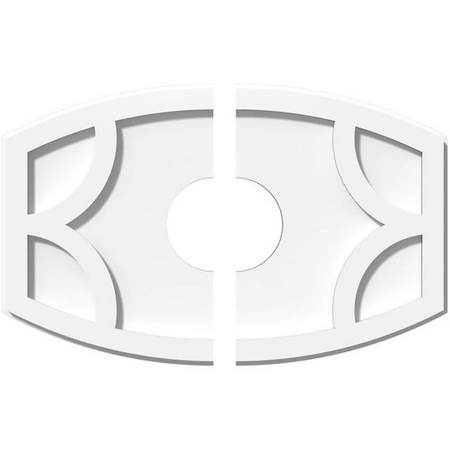 Ekena Millwork CMP18X12KY2-04000 4 Po ID x 9.75 Po Rectangle Kailey Architectural Grade PVC Contemporain Médaillon de Plafond - 2 Pièces