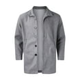 thumbnail image 4 of Rhuody Mens Winter Coats Winter Coat Lapel Long Sleeve Padded Leather Thicken Coat Durable Tops Grey L, 4 of 7
