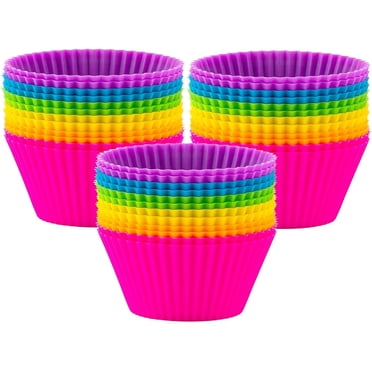 Silicone Muffin Cups, 36 Pack Silicone Cupcake Baking Cups Non-Stick Cupcake Liners Cake Molds Cupcake Holder, 6 Rainbow Colors