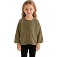 thumbnail image 2 of YunPes Toodler Girls Button-Down Jacket Plain Crewneck Cardigan Outerwear Casual Versatile Kids Spring Fall Outdoor Clothes, 2 of 6