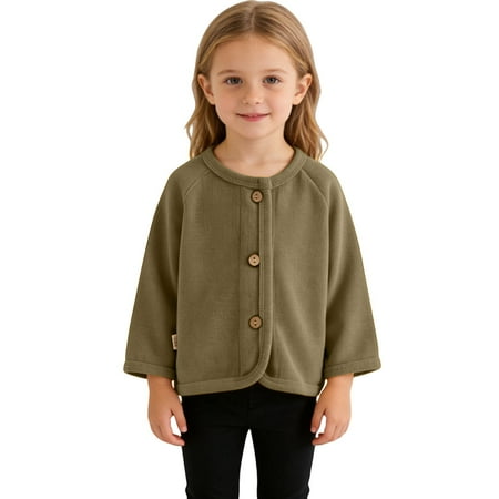 EnJoCho Toddler Baby Boys Girls Cardigan Sweatshirt Button Down Kids Long Sleeve Jacket Spring Knit Crewneck Sweater