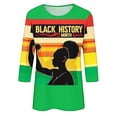 thumbnail image 5 of Penkiiy Women Black History Month Shirt Letter Print Tee Tops American African Black Pride Graphic 3/4 Sleeve Tees M Multicolor, 5 of 5