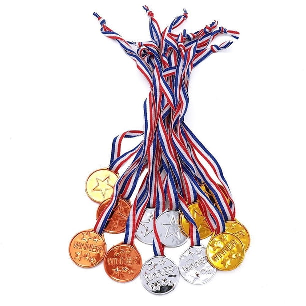 Medalla de plástico para niños de jardín de infantes elogian y recompensan los juguetes pequeños por hacer buenas obras para motivar pequeños obsequios, 18 piezas (6 medallas de oro, 6 medallas de plata, 6 medallas de bronce) Sincero Electrónica