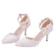 thumbnail image 1 of 1 par de zapatos de boda sexy zapatos puntiagudos de punta de encaje sandalias de tacón alto (blanco), 1 of 5