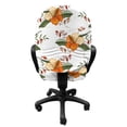 thumbnail image 3 of Floral Office Chair Slipcover, Vintage Art Pattern Highly Detailed Blooming Flower Sketches Pattern, Protective Stretch Decorative Fabric Cover, Standard Size, White Orange Olive Green, by Ambesonne, 3 of 5