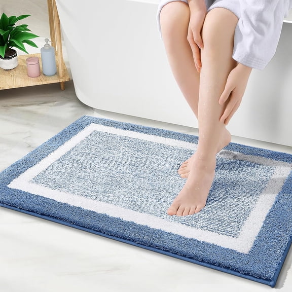 Ht Viik Bathroom Rugs 30x20, Extra Soft and Absorbent Microfiber Bath Mat, Non-Slip, Machine Washable, Quick Dry Shaggy Bath Carpet, Suitable for Bathroom Floor, Tub, Shower (Medium, Blue)