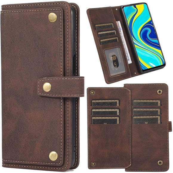 CaseWorld Leather Wallet Magnetic Case Shockproof Leather Flip Wallet Cover with 9 card slots Credit Card Holder for iPhone 14 Pro (Brown)