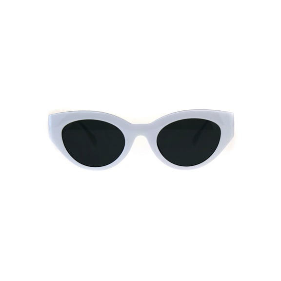 Womens Mod Design Thick Plastic Cat Eye Chic Sunglasses White Black
