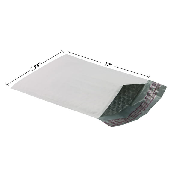 StarBoxes 50 Poly Bubble Mailer Padded Bags 7.25x12" #1 White Self-Sealing