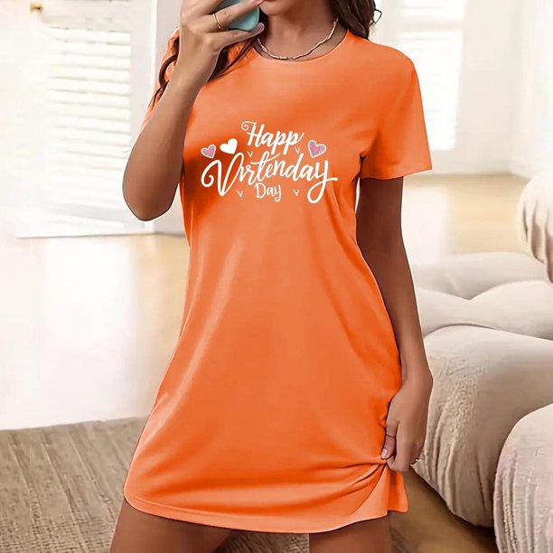 Camisón corto de talla grande para mujer, camisón de manga corta con estampado de pecho a la moda, camisón para mujer