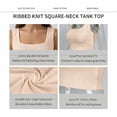 thumbnail image 3 of Womens Tank Tops Square Neck Fitted Sleeveless T-Shirts Ribbed Basic Top Cream L, 3 of 7
