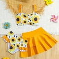 thumbnail image 2 of Baby Swimsuit Girl Bikini Set With Ruffles Summer Beach Pool Water Play Adjustable Straps Soft Girls Bathing Suits Yellow 5 Years-6 Years, 2 of 6