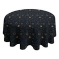 thumbnail image 4 of Dark Blue Sun Moon Pattern Round Tablecloth 60"x60",Wrinkle Wipeable Table Cloth for Kitchen Dining Room Picnic Patio Party, 4 of 6