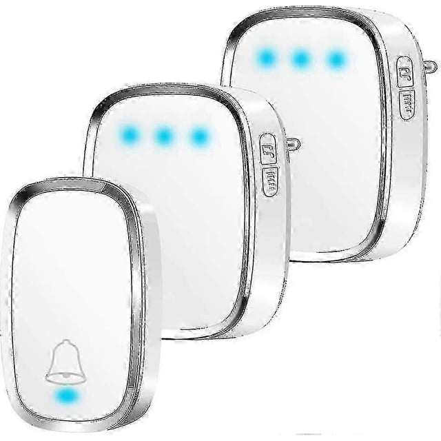 Wireless Doorbell, 300m Range, 36 Ring Tones, 4 Volume Levels, 1 Transmitter & 2 Receivers