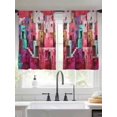 thumbnail image 3 of Abstract Red Sheer Curtains 45 Inches Length 2 Panels Set, Window Sheer Curtains for Living Room/Bedroom, Painting Buildings Geometric Color Block Light Filtering Rod Pocket Curtain 52''x45''x2, 3 of 8