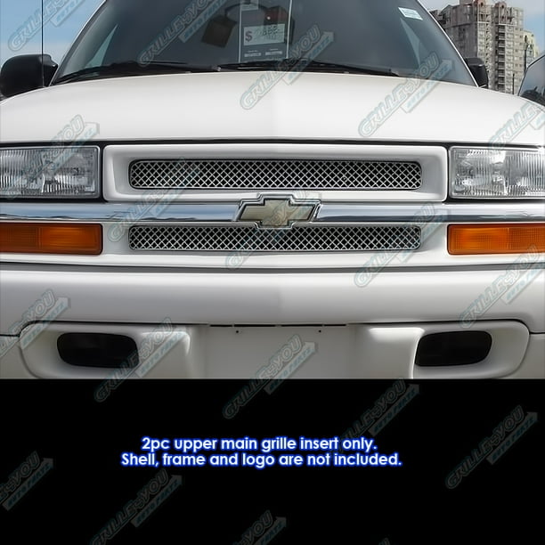 APS Compatible with Chevy Blazer 1998-2005 & 98-04 S-10 Criss Cross Main Upper Stainless Steel Chrome Mesh Grille Insert CX5705S