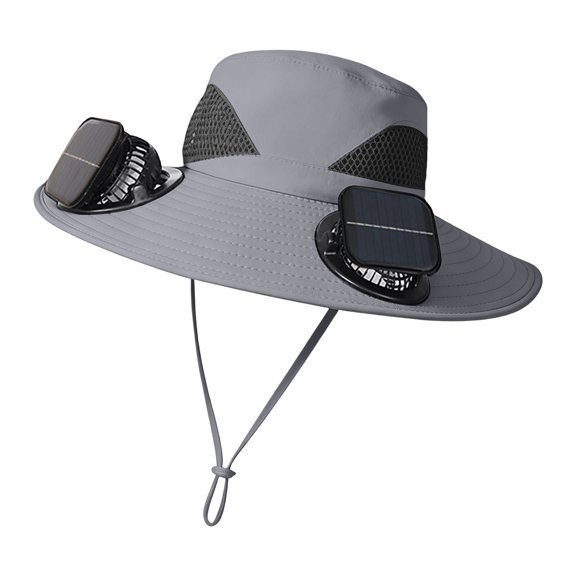 Kugisaki Sun Hat with Fans Solar Power Fan Wide Brim Sun Hat Fishing Essentials for Hiking Beach Summer Outdoor