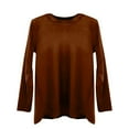 thumbnail image 4 of YEJIMAN Long Sleeve T-shirt, Brown Usa Shirts For Women, Velvet Tops for Women Long Sleeve Round Neck Shirt Blouse Pullove Solid Casual Tee Shirt Trendy Velvet Tops, Big & Tall, 4 of 4