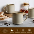 thumbnail image 6 of ALOFMO 16oz Ribbed Stoneware Coffee Mugs Set of 4 - Warm Beige Reactive Glaze Tea Cups with Handles, Rustic Farmhouse Style for Home & Office, Microwave Safe, 6 of 9