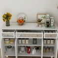thumbnail image 3 of KULAGAGA Accent Buffet Sideboard Serving Cabinet with Carved Mirror Door and 3 Drawers, Console Table Sofa with Adjustable Shelves for Entryway Kitchen Dining Room, 3 of 8