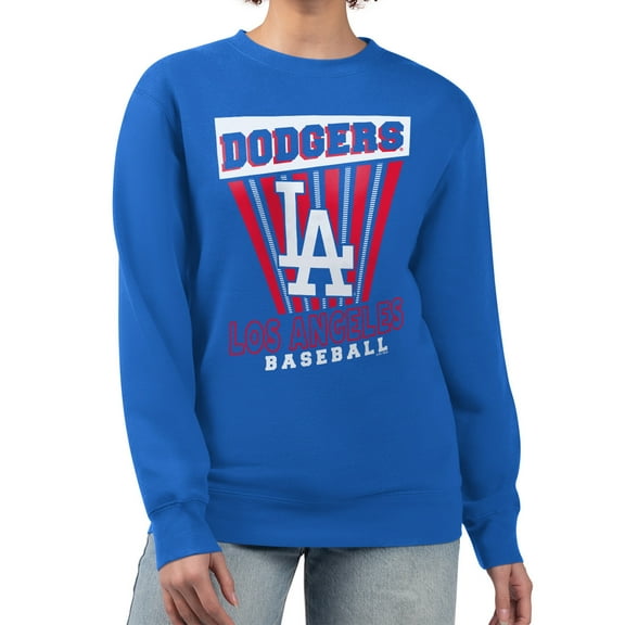 Women's Starter  Royal Los Angeles Dodgers Poster Print Pullover Sweatshirt