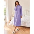thumbnail image 3 of Ekouaer Robes for Women Zip Housecoat Long Sleeve Winter Zipper Bathrobe with Pockets, 3 of 5