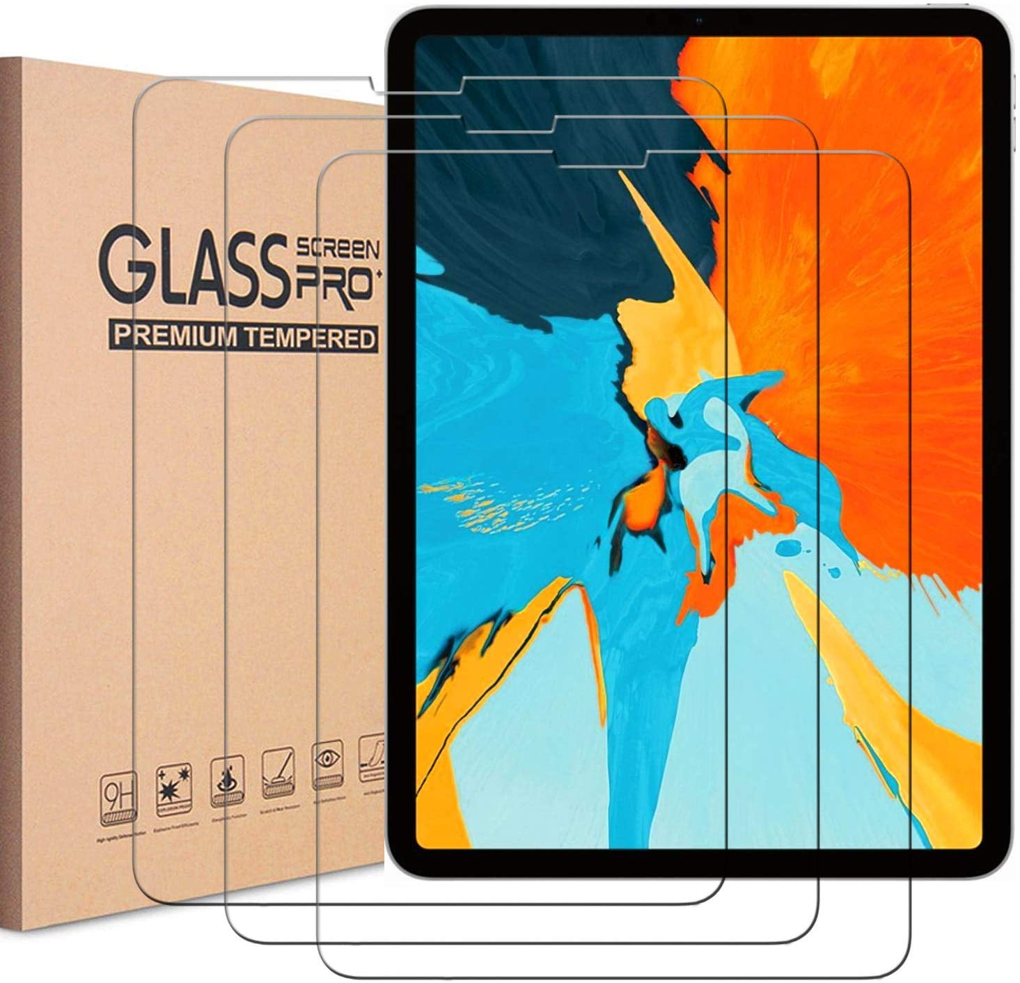 [3 Pack] iPad Pro 11 Screen Protector, KIQ Tempered Glass Screen