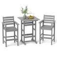 thumbnail image 2 of Costway 3-Piece Patio HDPE Bar Set Armchairs with Square High-Top Table Footrest Backrest Gray, 2 of 10
