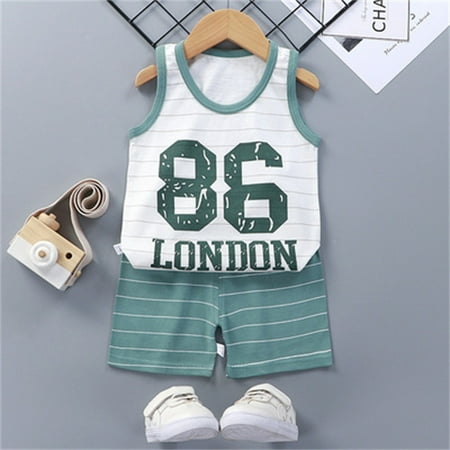 

Hunpta Girls Sleeveless Cartoon Tops Baby Kids Vest+Shorts Toddler Boys Set Outfits Boys Outfits&Set