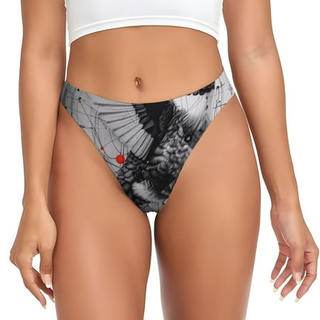 Qokaie Abstract Geometric Hummingbird Printed Women s Cotton Thong Underwear  Sexy Breathable Panties G-string-XX-Large