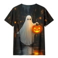 thumbnail image 2 of Plus Size Halloween Shirts for Women Short Sleeve Spooky Season Loose Fit Tops Cute Funny Comfort Ghost Graphic T Shirt, 2 of 5