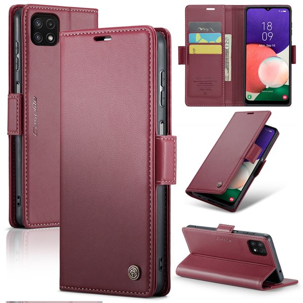 CaseMe Funda de Cuero para Samsung Galaxy A22 5G con Bloqueo RFID, para Samsung Galaxy A22 5G Funda para Mujer Hombre Tarjetero Cierre Magnético Funda Tipo Folio para Samsung Galaxy A22 5G