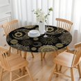 thumbnail image 3 of Black Gothic Sun Moon Pattern Round Fitted Tablecloth with Elastic Edge,Dining Table Cover Waterproof,Outdoor Round Tablecloth for Camping,Dining,Indoor and Outdoor, 3 of 7