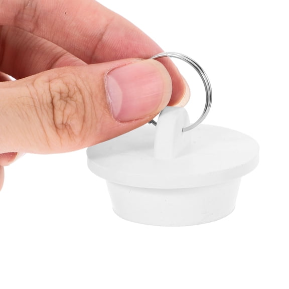 LOLIPPYY White Rubber Bathtub Drain Plug Bathroom Tub Stopper with Pull Ring for Sink and Bath