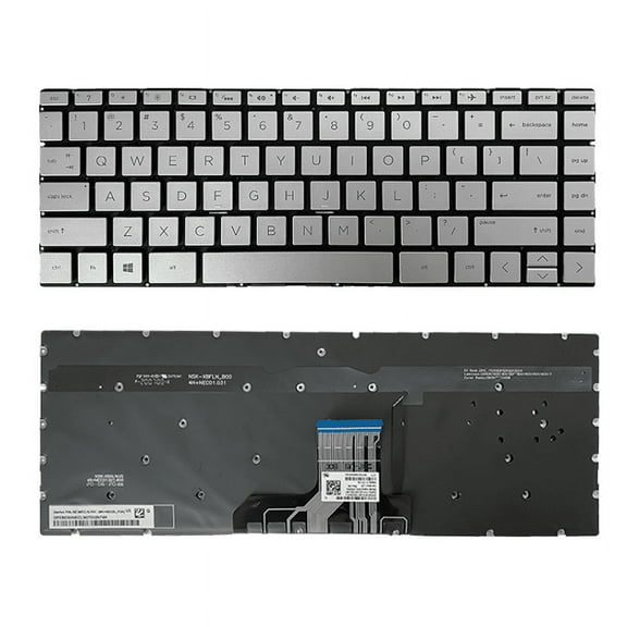 New US Silver Backlit Keyboard (Without Frame) Replacement for HP 13-AC 13-AC063DX 13-AC092MS 13-AC010CA 13-AC013DX 13-AC020CA 13-AC023DX 13-AC030CA 13-AC033DX 13-AC040CA 13-AC050CA