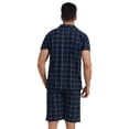 thumbnail image 4 of LANBAOSI Mens Pajamas Set Short Sleeve Button Down Shirts and Plaid PJ Shorts 2pc Soft Lounge Sleepwear Set(Navy Plaid,L), 4 of 11