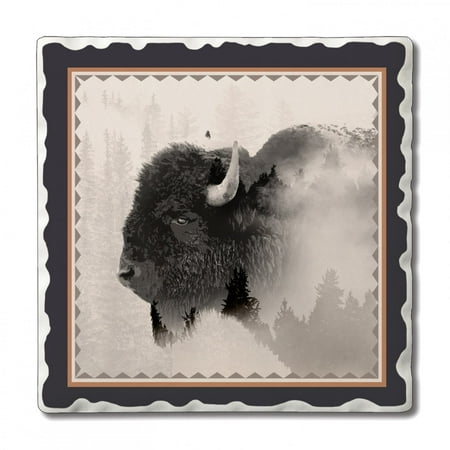 

CounterArt Bison Head Single Absorbent Stone Tumbled Tile Coaster