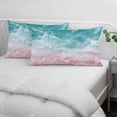 thumbnail image 4 of Turquoise Pink Coastal Pillow Covers Queen, Summer Beach Nautical Soft Brushed Microfiber Breathable Throw Pillow Covers, Decorative Pillowcase with Zipper for Couch Sofa Bedroom Living Room 20"x30", 4 of 9
