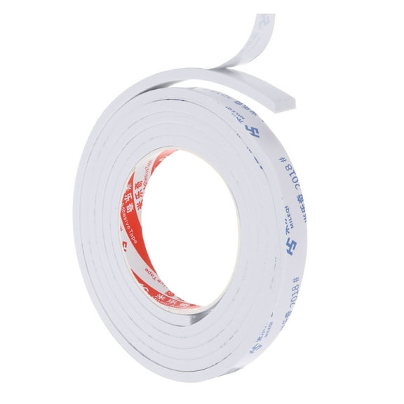REGALWOVEN 2m/6.6ft Sealing Foam Tape 1.5cm Wide 5mm Thick Single Sided Weather Stripping Door Seal Strip White