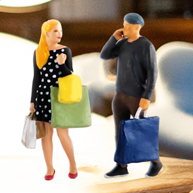 Diorama 1/64 Shopping Figures Micro ndscape Desktop Decor Ornament Miniature Scenes Painted Figures Train Building Buliding Road estilo 4 negro CUTICAT Figuras de diorama