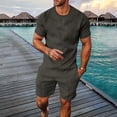 thumbnail image 2 of Short Set Two Piece Outfits Casual T Shirts and Shorts Summer Set Beach Wear Mens Vacation Clothes, 2 of 9