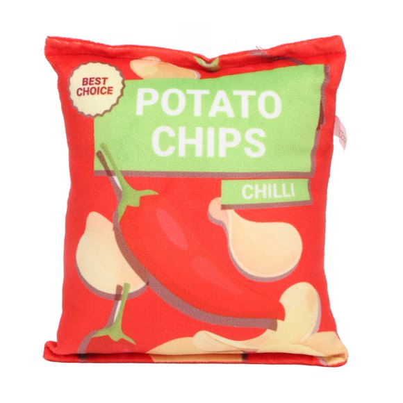 Juguete de peluche para perro con forma de papas fritas, con sonido incorporado, resistente a mordeduras y con chirrido, ideal para cachorros, color rojo chili.