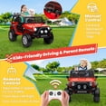 thumbnail image 6 of Joyracer 24V 2 Seater Kids Ride on Truck with Remote Control, 4×200W Motor, Electric Battery Powered Toys Car w/ 4 Wheels Spring Suspension, 3 Speeds, LED Lights, Bluetooth Music, Red, 6 of 10