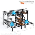 thumbnail image 4 of Ktaxon Metal Twin Triple Bunk Bed with Stairs, Twin over Twin over Twin XL Bed Frame for 3, Black, 4 of 7
