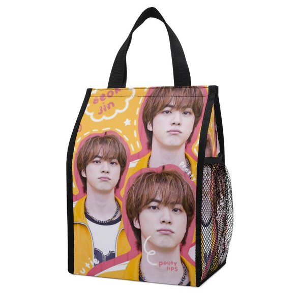 BTS Jin (76) Lunch Tote Insulated Bag With External Pocket, Reusable Large Capacity Lunch Bag Waterproof Lunch Tote-ML426