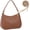 Brown, variant on Women's Woven Crescent  Bags Retro 90s Hobo Handbags Top Handle Underarm Bag Clutch Purses