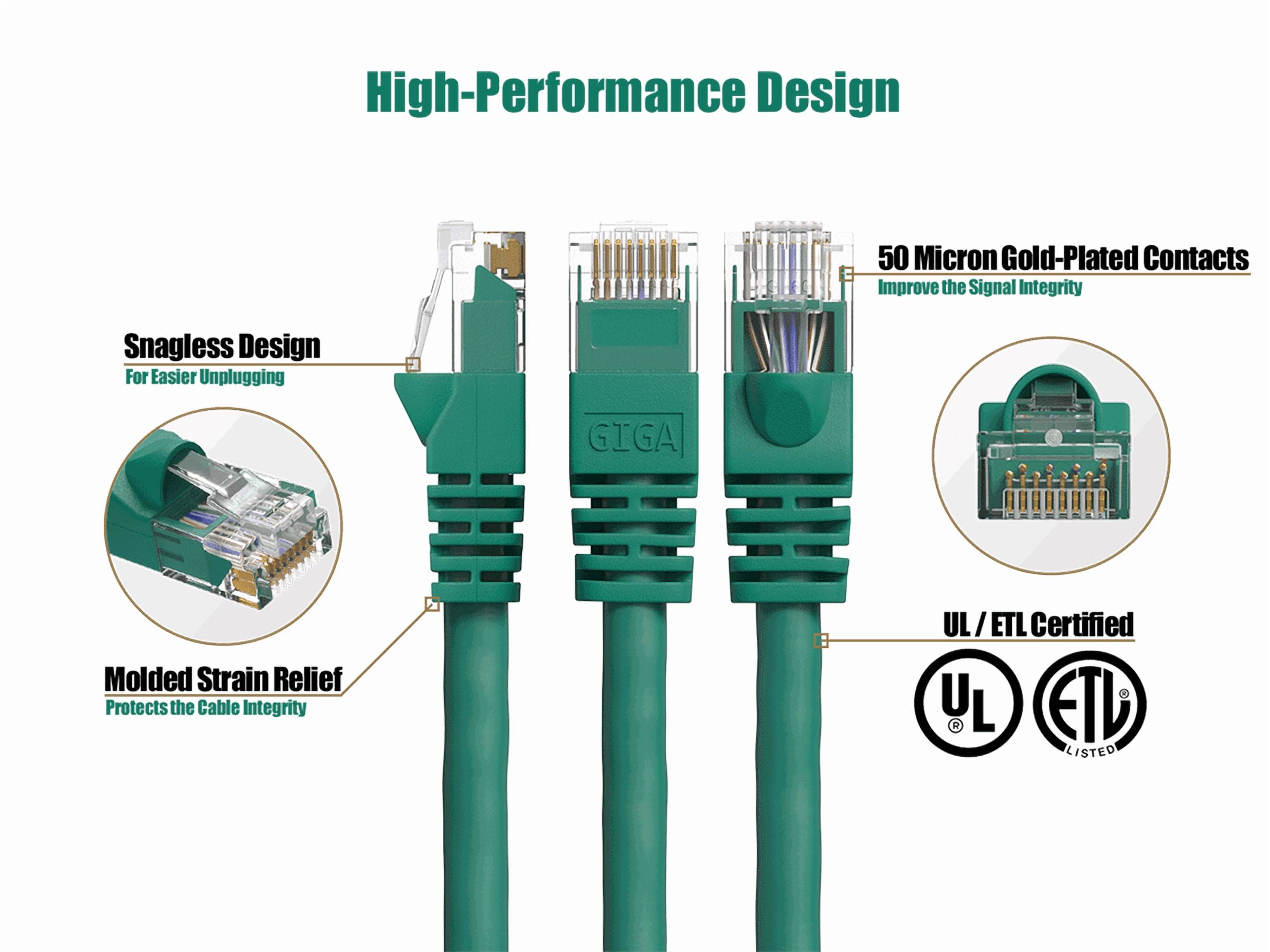 Cable Leader 50ft Cat6 UTP Ethernet Network Patch Cable Snagless 24AWG Bare Copper, Green