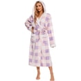 thumbnail image 5 of Rosa Junio Plush Robes for Women, Fleece Fuzzy Womens Robe Long, Soft Warm Women's Bathrobe with Hood for Bath Spa Shower House, 5 of 7